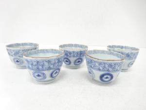 古伊万里　染付　丸紋　蕎麦猪口　5客揃